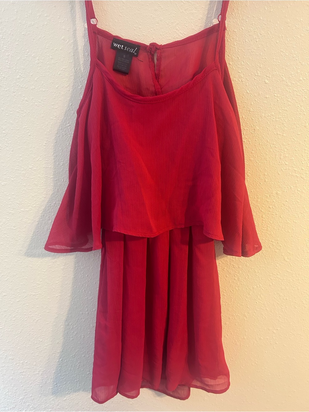 Wet Seal Red Chiffon Backless Mini Dress Size Small